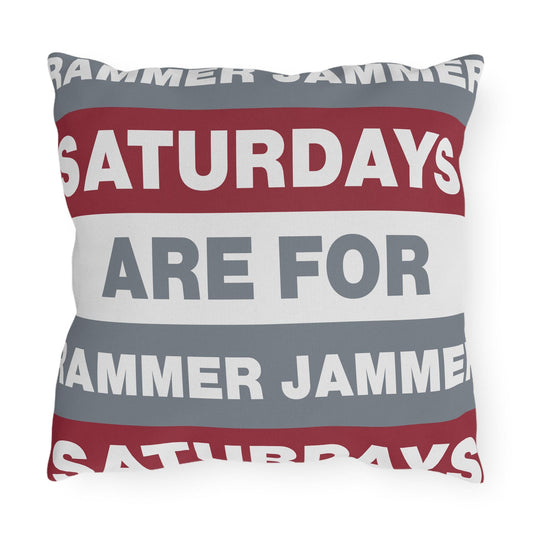 Saturdays Are For Jammer Jammer Pillow | Outdoor Pillow, Bold Striped Typography