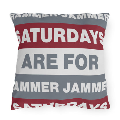 Saturdays Are For Jammer Jammer Pillow | Outdoor Pillow, Bold Striped Typography