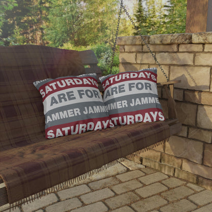 Saturdays Are For Jammer Jammer Pillow | Outdoor Pillow, Bold Striped Typography