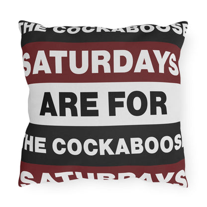 Saturdays Are For The Cockabooses Outdoor Pillow | Striped Text Design