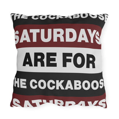 Saturdays Are For The Cockabooses Outdoor Pillow | Striped Text Design