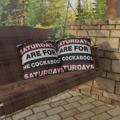 Saturdays Are For The Cockabooses Outdoor Pillow | Striped Text Design