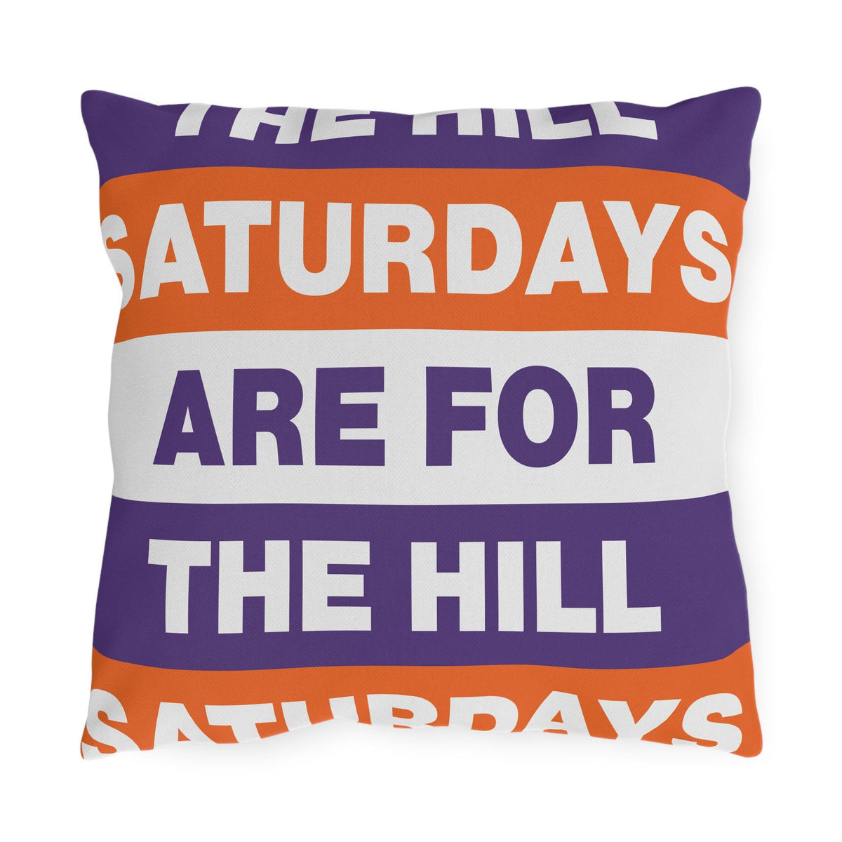 Saturdays Are For The Hill Outdoor Pillow | Bold Striped Typography
