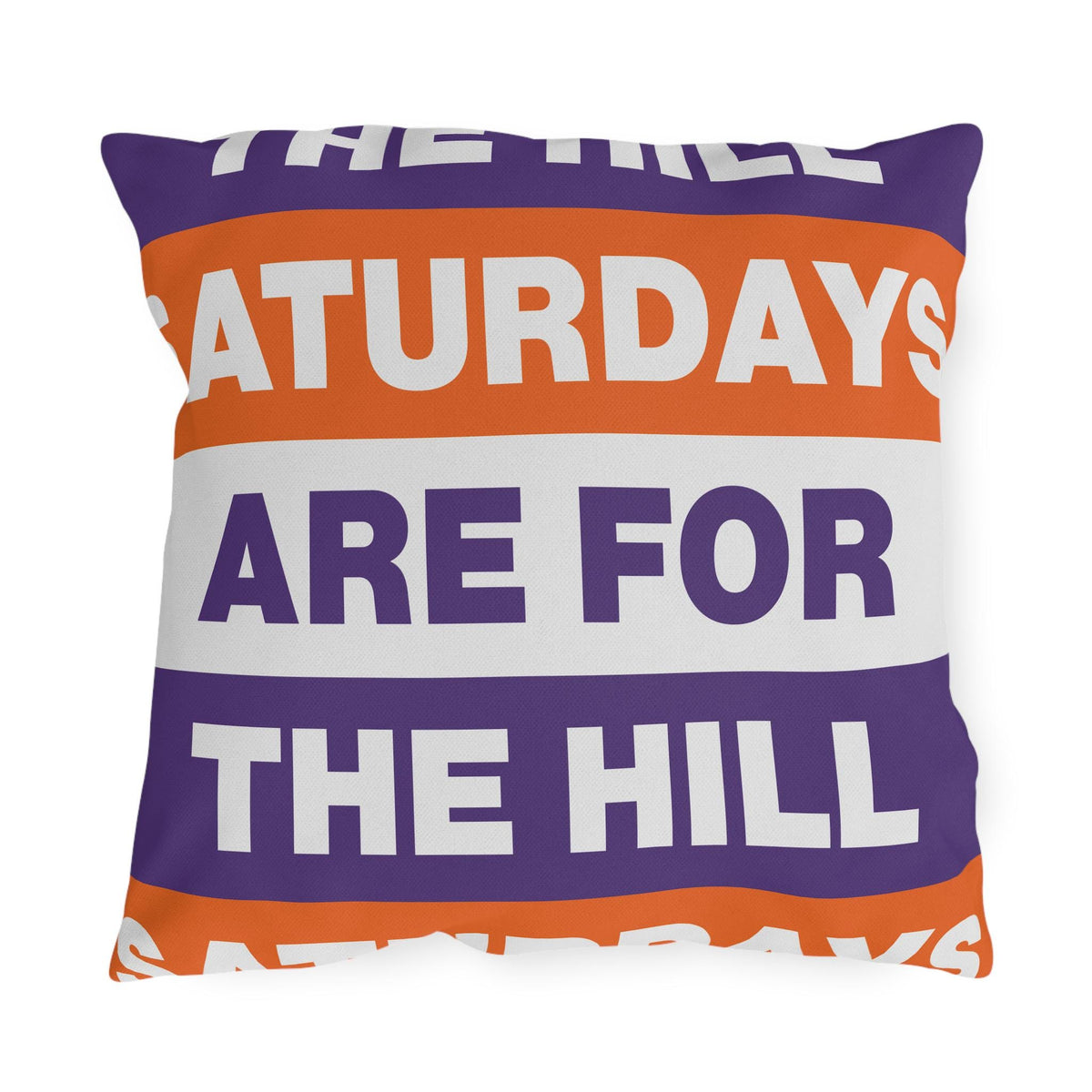 Saturdays Are For The Hill Outdoor Pillow | Bold Striped Typography