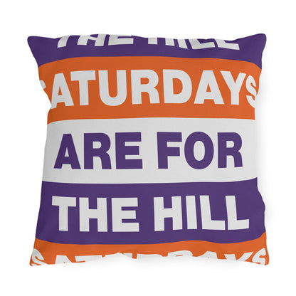 Saturdays Are For The Hill Outdoor Pillow | Bold Striped Typography
