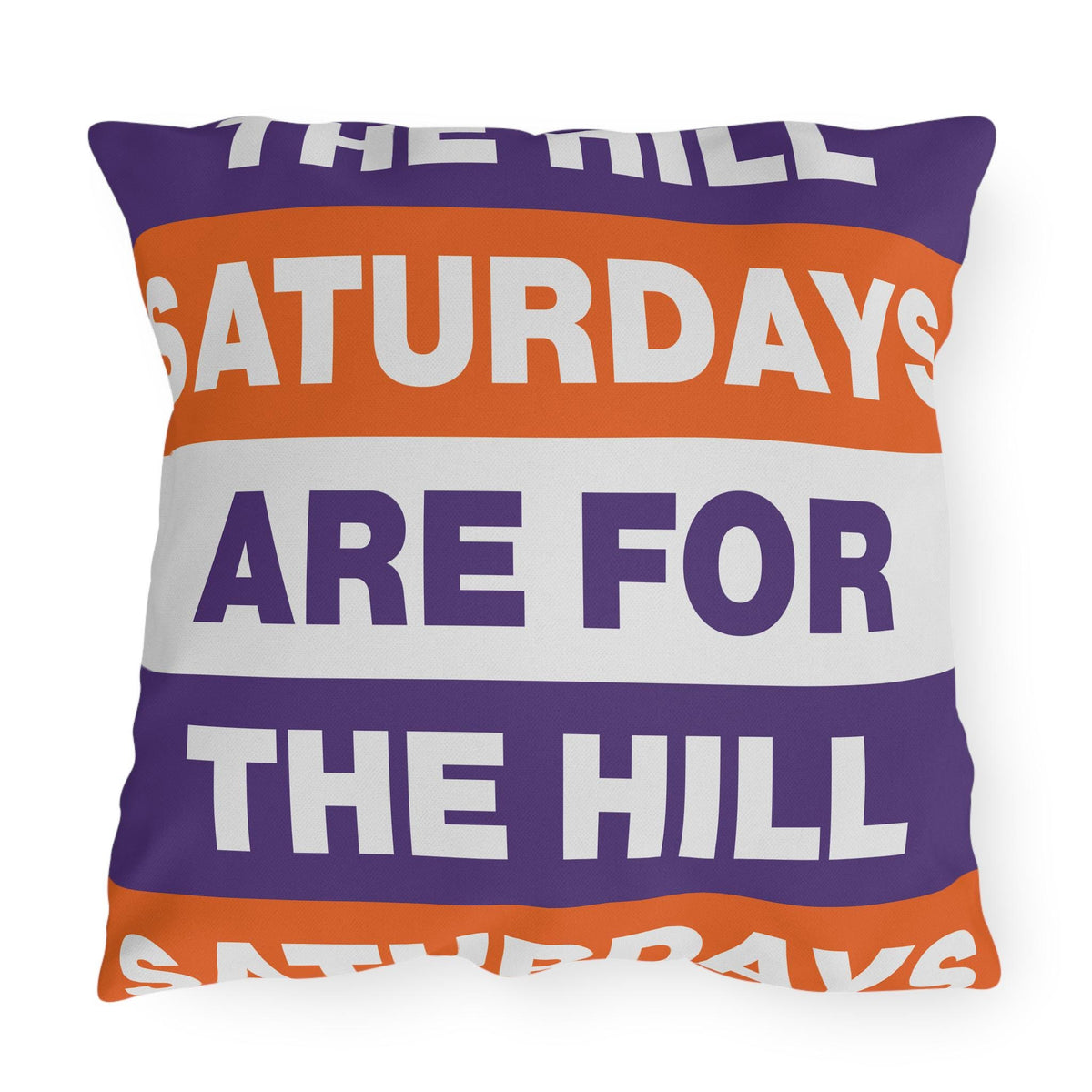 Saturdays Are For The Hill Outdoor Pillow | Bold Striped Typography