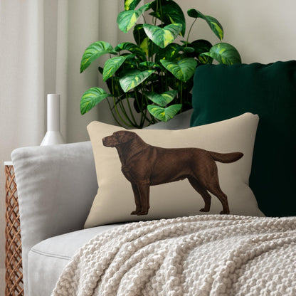 Chocolate Labrador Illustration Lumbar Pillow | Dog Breed Throw Pillow