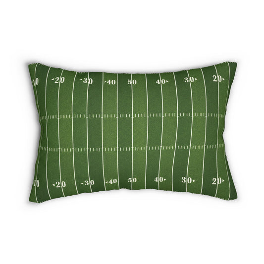 Football Field Yardline Lumbar Pillow | Green Turf Throw Pillow
