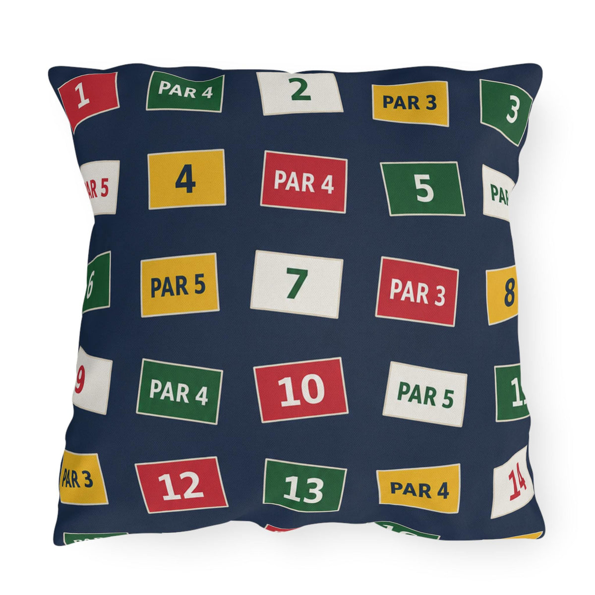 Golf Course Hole Markers Outdoor Pillow | Par 3 Par 4 Par 5 Pattern