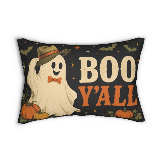 Boo Y'All Ghost Lumbar Pillow | Halloween Pumpkin Decor