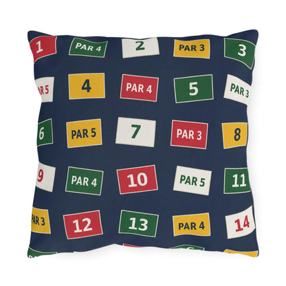 Golf Course Hole Markers Outdoor Pillow | Par 3 Par 4 Par 5 Pattern