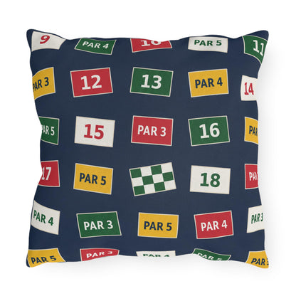Golf Course Hole Markers Outdoor Pillow | Par 3 Par 4 Par 5 Pattern