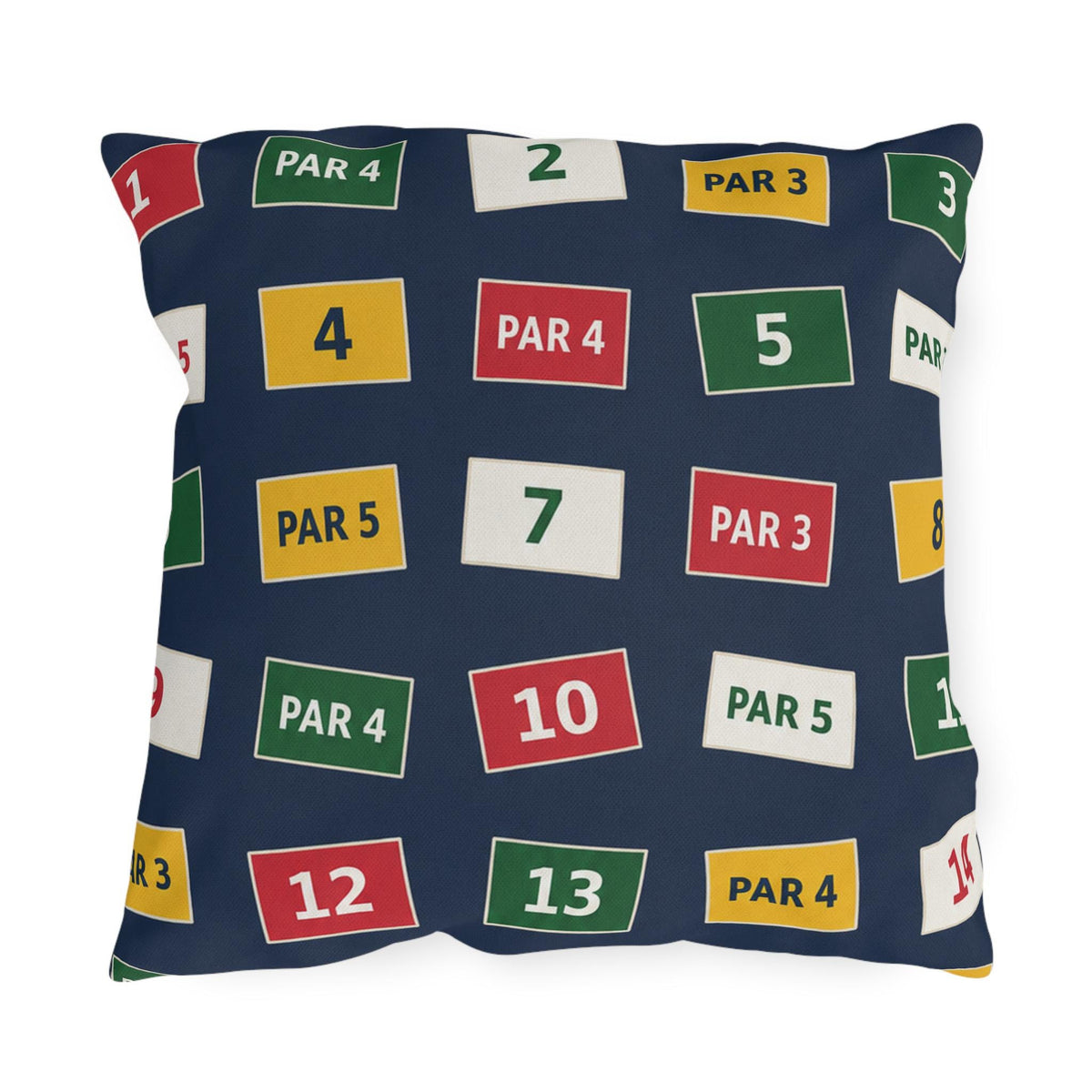 Golf Course Hole Markers Outdoor Pillow | Par 3 Par 4 Par 5 Pattern