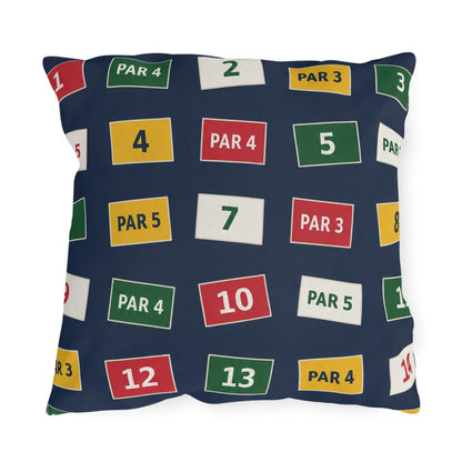 Golf Course Hole Markers Outdoor Pillow | Par 3 Par 4 Par 5 Pattern