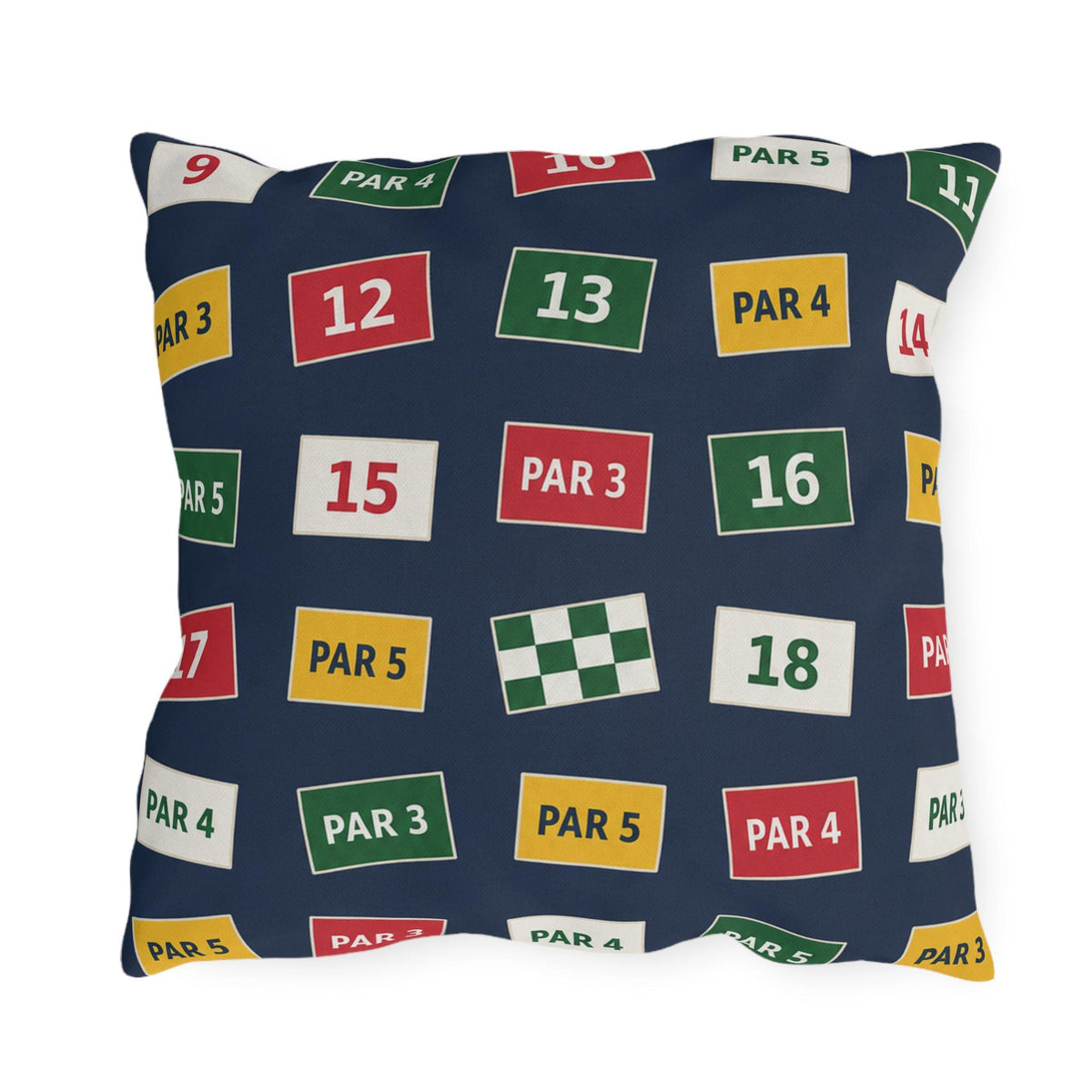 Golf Course Hole Markers Outdoor Pillow | Par 3 Par 4 Par 5 Pattern