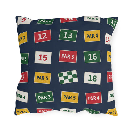 Golf Course Hole Markers Outdoor Pillow | Par 3 Par 4 Par 5 Pattern