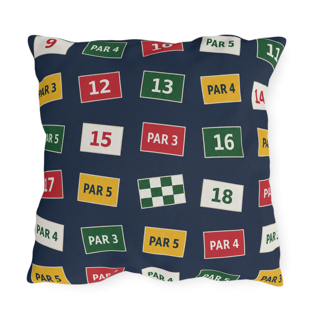 Golf Course Hole Markers Outdoor Pillow | Par 3 Par 4 Par 5 Pattern
